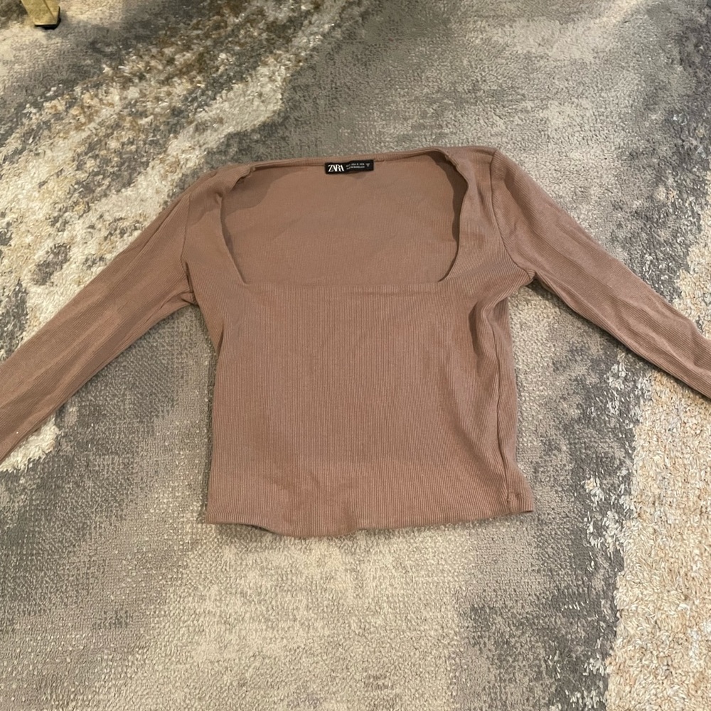 Zara brown long sleeve shirt